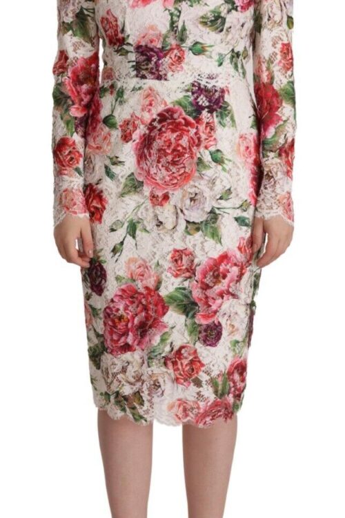 Dolce & Gabbana Elegant Sheath Lace Floral Midi Dress