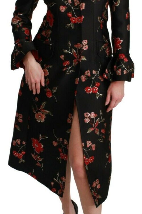 Dolce & Gabbana Elegant Floral Embroidered Trench Coat