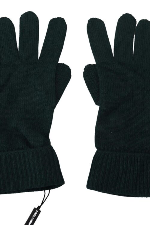 Dolce & Gabbana Elegant Cashmere Wrist Length Gloves in Dark Green