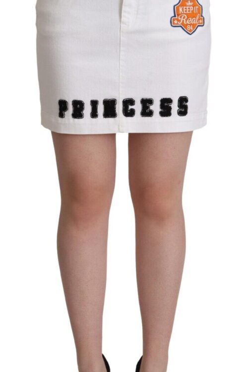 Dolce & Gabbana Chic Embellished White Denim Mini Skirt