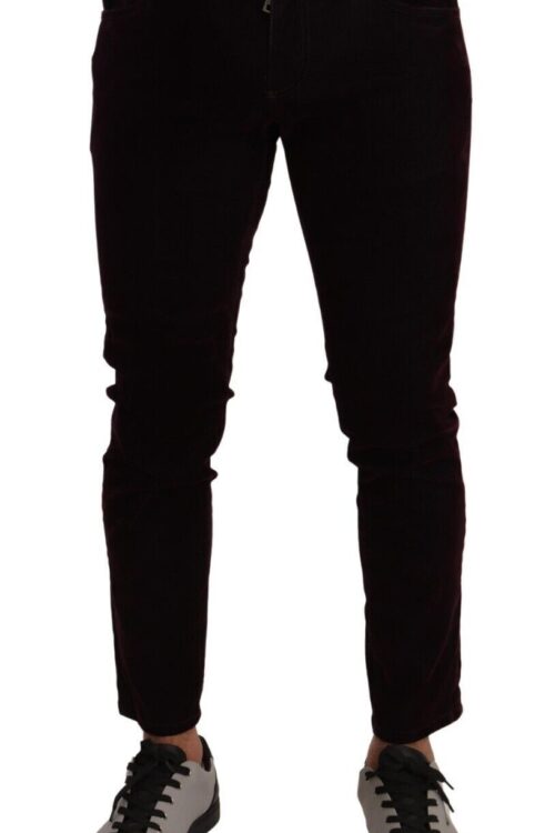 Dolce & Gabbana Elegant Burgundy Slim Fit Denim