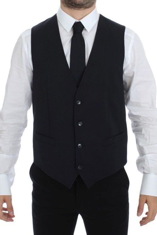 Dolce & Gabbana Elegant Blue Cotton Stretch Dress Vest