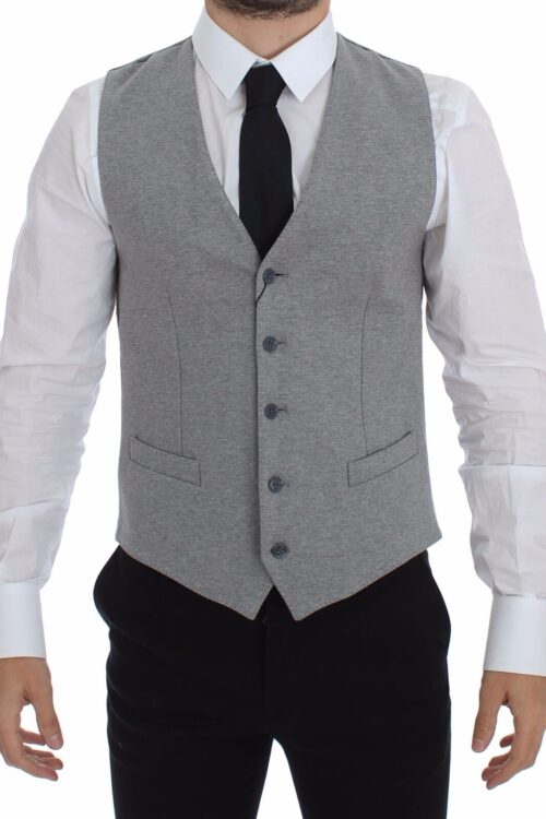 Dolce & Gabbana Elegant Gray Cotton Stretch Dress Vest