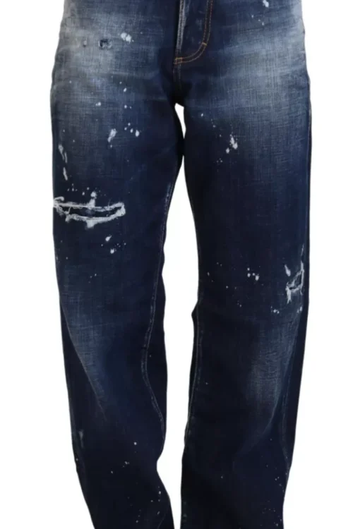 Dsquared² Blue High Waist Tattered Denim Jeans San Diego