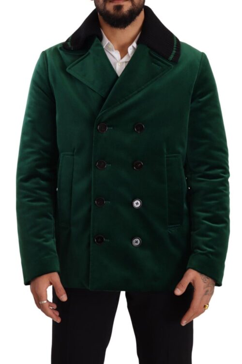 Dolce & Gabbana Elegant Velvet Double Breasted Overcoat