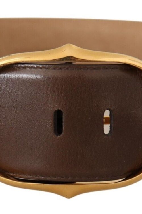 Dolce & Gabbana Elegant Brown Leather Belt with Gold Buckle