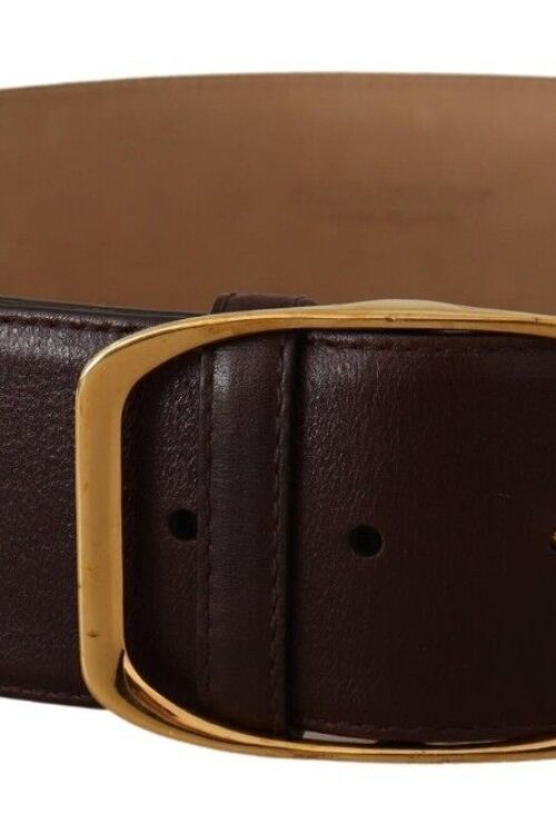 Dolce & Gabbana Elegant Dark Brown Leather Belt with Gold Buckle