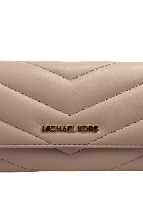 Michael Kors Jet Set Travel Large Quilted Leather Trifold Wallet Powder Blush