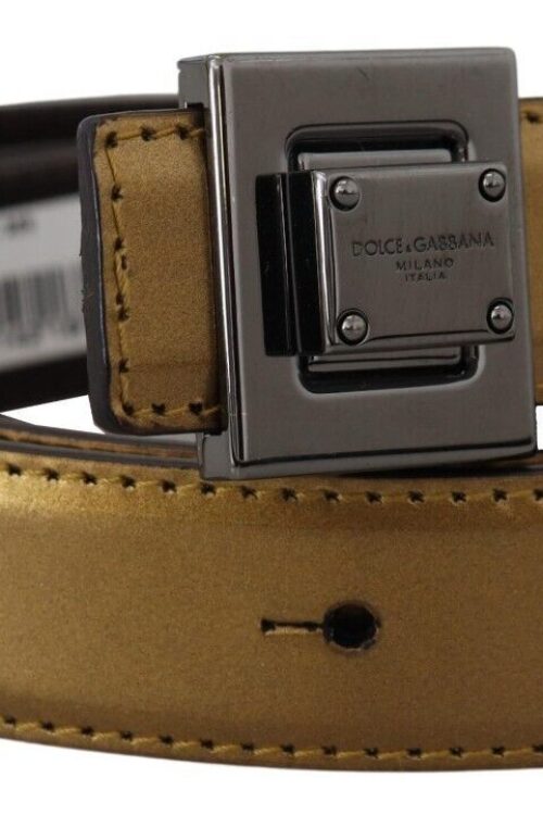 Dolce & Gabbana Gold Square Buckle Leather Belt