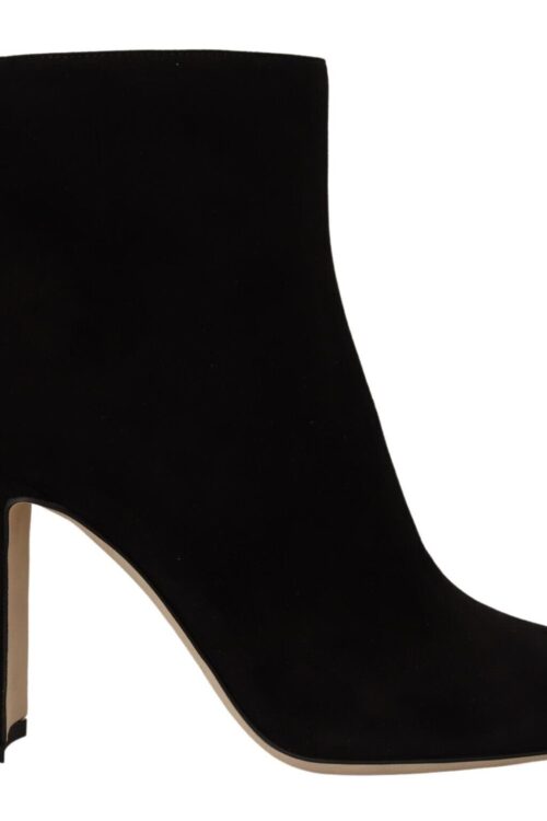 Dolce & Gabbana Elegant Suede Ankle Boots with Crystal Embellishment