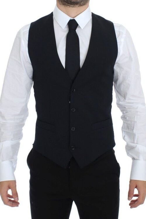 Dolce & Gabbana Elegant Blue Wool Dress Vest