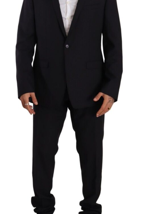 Dolce & Gabbana Elegant Navy Slim Fit Wool Silk Two-Piece Suit