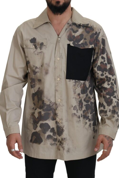 Dolce & Gabbana Beige Cotton Button-Down Casual Shirt