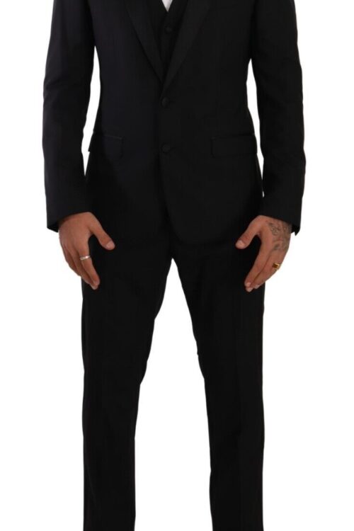 Dolce & Gabbana Elegant Black Three-Piece Martini Fit Suit