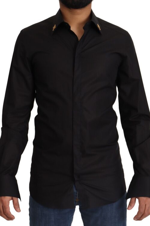 Dolce & Gabbana Elegant Slim Fit Black Cotton Dress Shirt