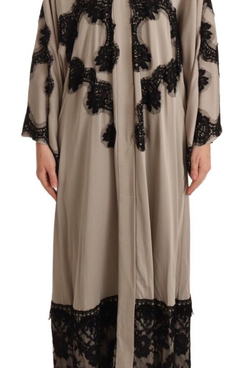 Dolce & Gabbana Elegant Beige Embroidered Lace Kaftan Dress