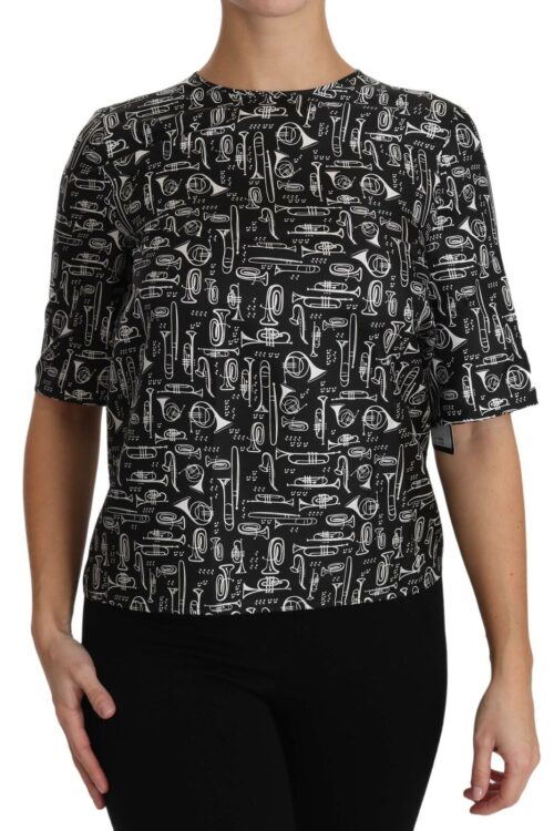 Dolce & Gabbana Exquisite Trumpet Print Silk Blouse