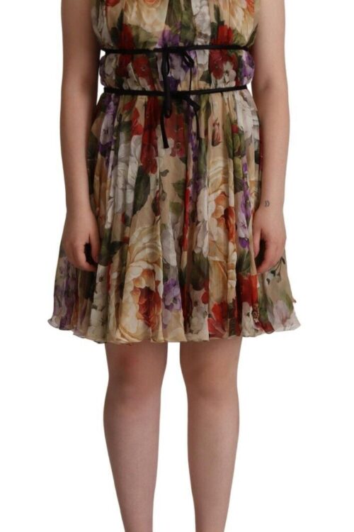 Dolce & Gabbana Elegant Floral Print Silk Mini Dress