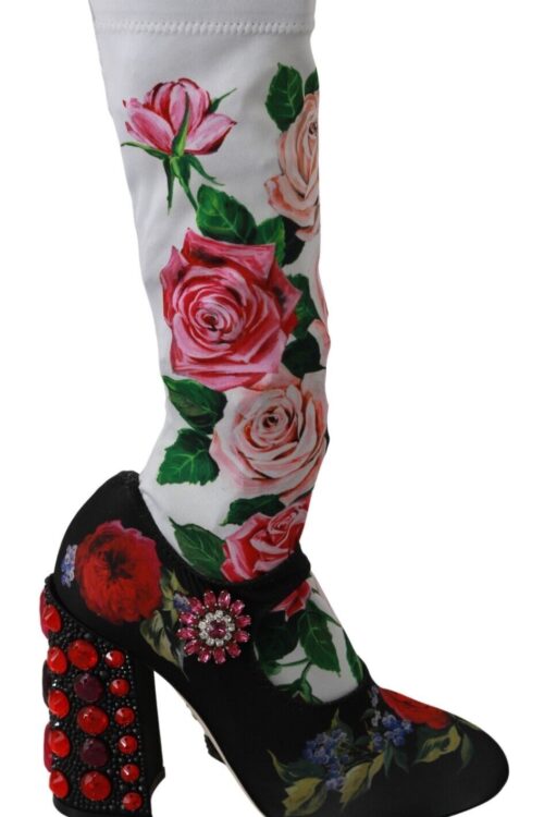Dolce & Gabbana Floral Embellished Socks Boots