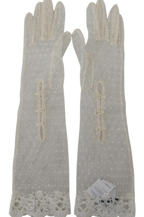 Dolce & Gabbana Elegant Elbow Length White Gloves