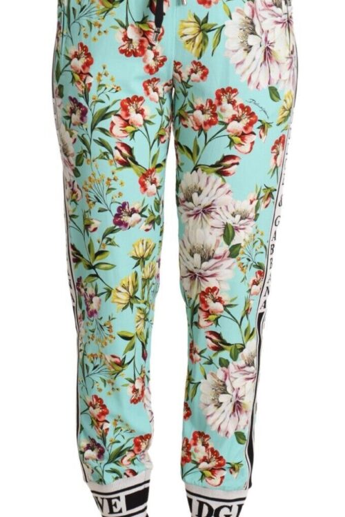 Dolce & Gabbana Floral Viscose Jogger Pants in Green