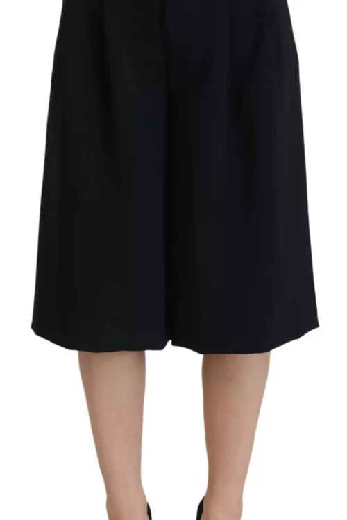 Dsquared² Black High Waist Wide Leg Cropped Trouser Pants