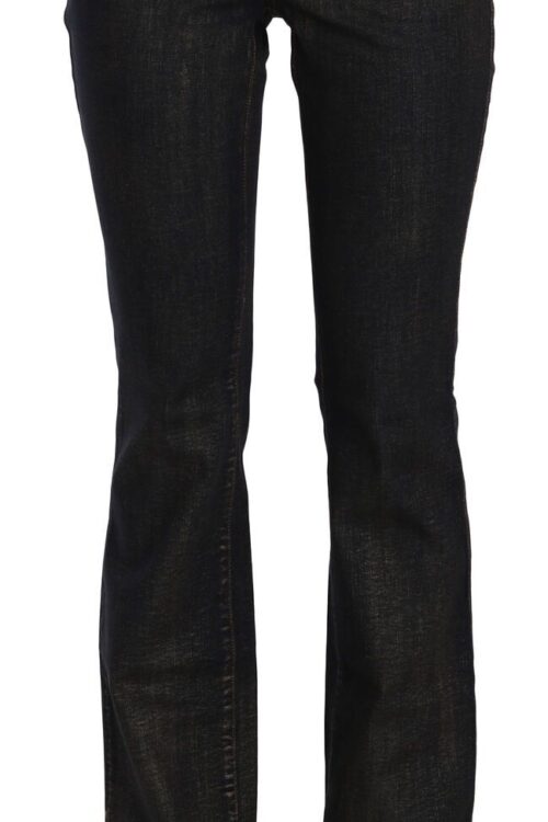 John Galliano Chic Flared Mid Waist Black Denim