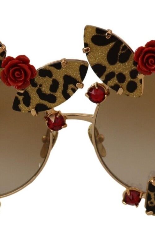 Dolce & Gabbana Elegant Round Metal Sunglasses with Rose Detail
