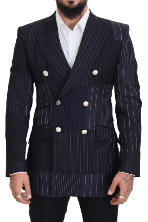 Dolce & Gabbana Elegant Navy Slim-Fit Double Breasted Blazer