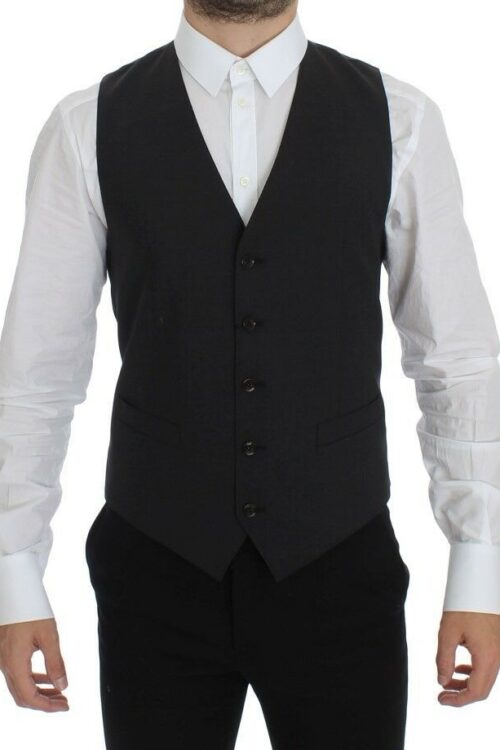 Dolce & Gabbana Elegant Gray Wool Blend Dress Vest
