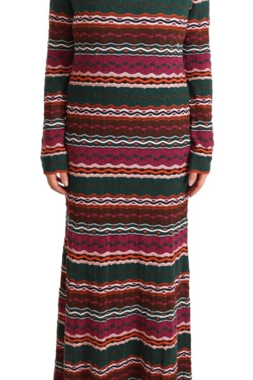 Missoni Multicolor Striped Long Sleeve Sheath Dress