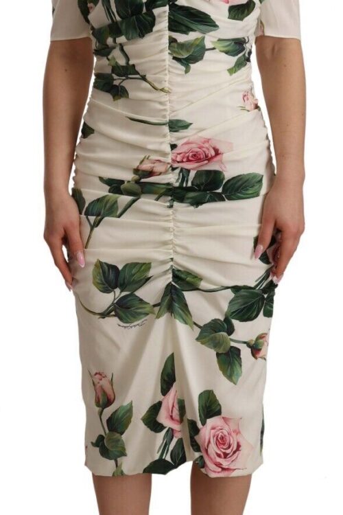 Dolce & Gabbana Elegant White Floral Sheath Dress