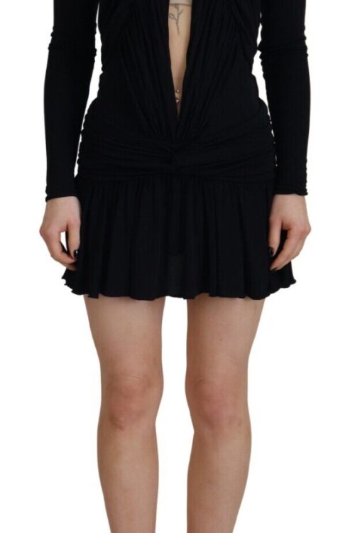 Dsquared² Black Viscose Long Sleeves Cut Out Mini Dress