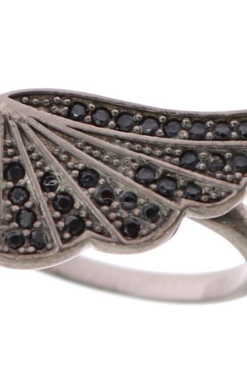 Nialaya Black Rhodium Silver Crystal Ring