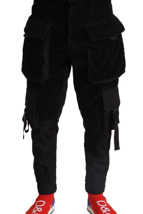 Dolce & Gabbana Elegant Black Cargo Corduroy Pants