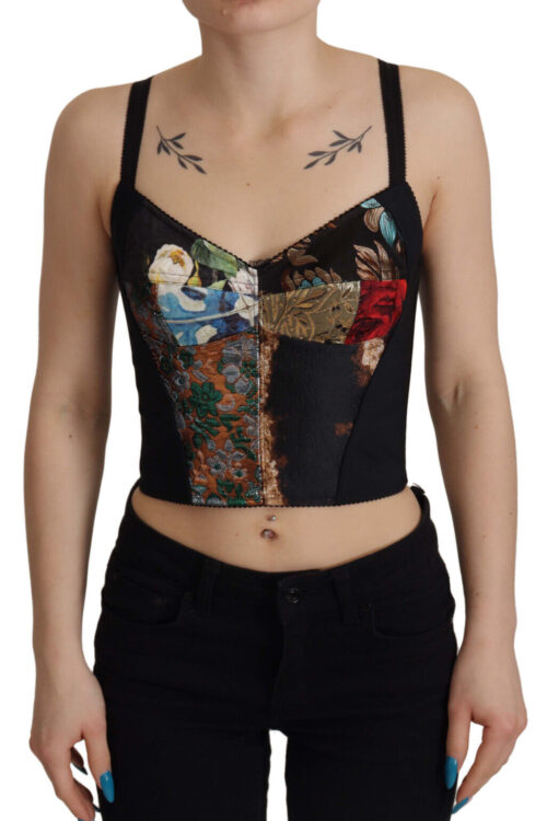 Dolce & Gabbana Elegant Floral Corset Top Blouse