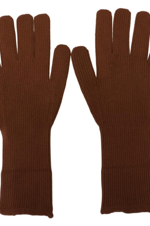 Dolce & Gabbana Elegant Brown Cashmere Winter Gloves