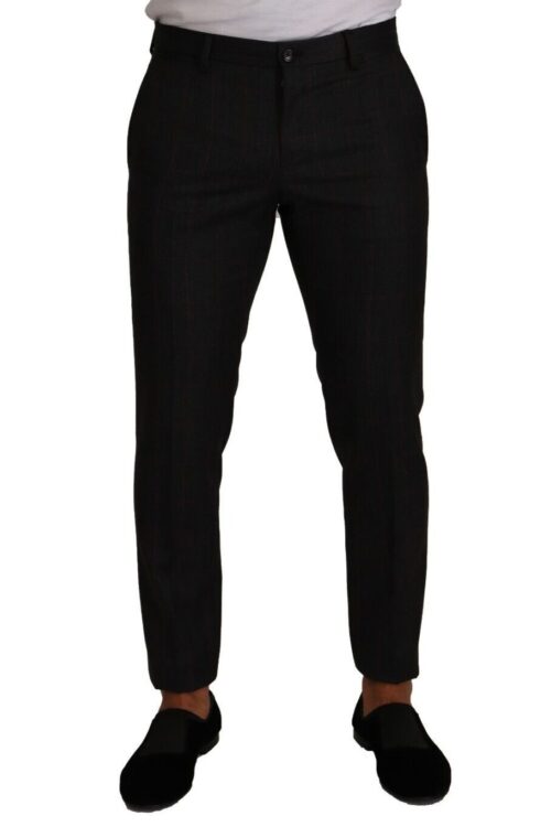 Dolce & Gabbana Elegant Gray Check Slim Fit Trousers