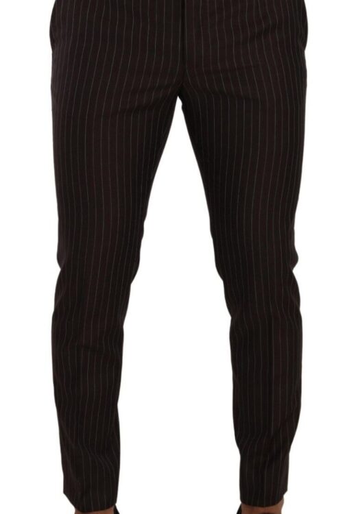 Dolce & Gabbana Elegant Brown Striped Woolen Men’s Trousers