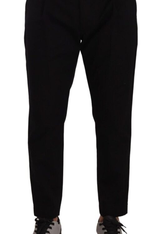 Dolce & Gabbana Elegant Tapered Black Cotton Chinos
