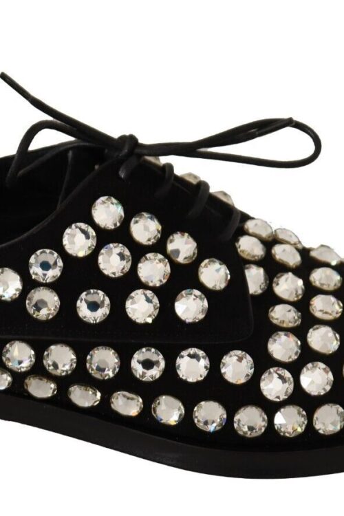 Dolce & Gabbana Elegant Crystal-Embellished Lace-Up Flats