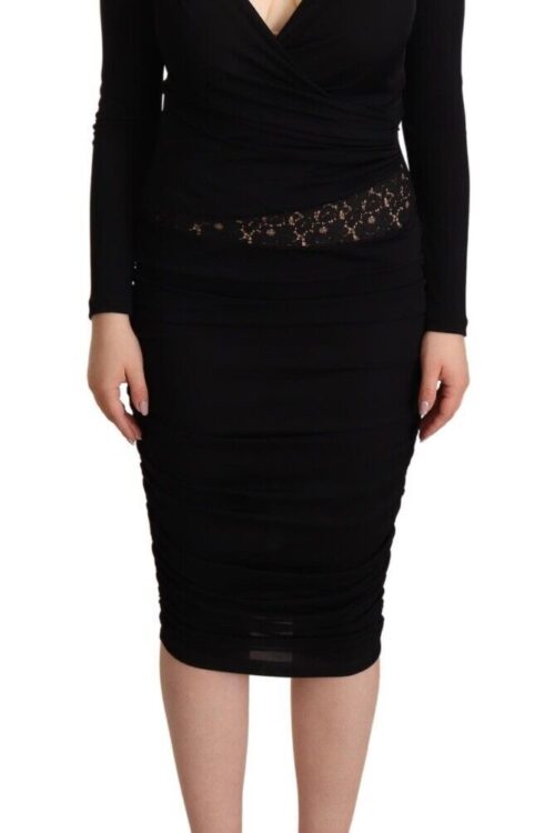 GF Ferre Elegant Black Sheath Dress with Sweetheart Neckline