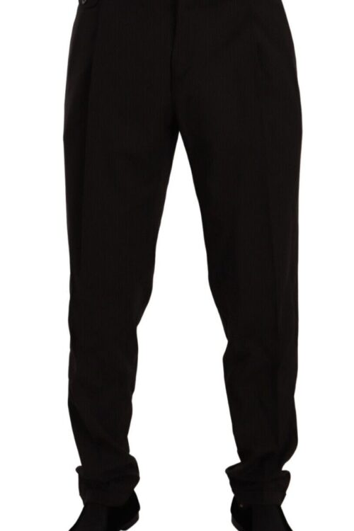 Dolce & Gabbana Elegant Brown Striped Wool Dress Pants