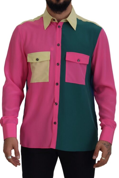 Dolce & Gabbana Elegant Multicolor Silk Button-Down Shirt