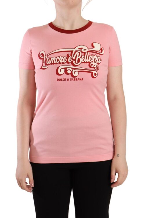 Dolce & Gabbana Chic Pink Logo Crew Neck Tee