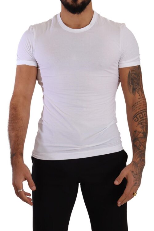 Dolce & Gabbana Elegant White Cotton Blend Round Neck Tee