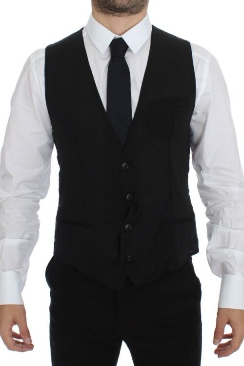Dolce & Gabbana Elegant Black Wool Dress Vest