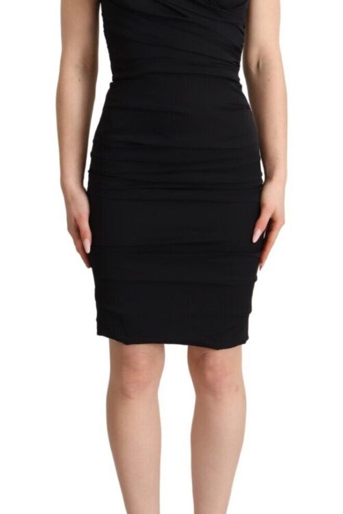 Dolce & Gabbana Elegant Black Silk Off-shoulder Dress