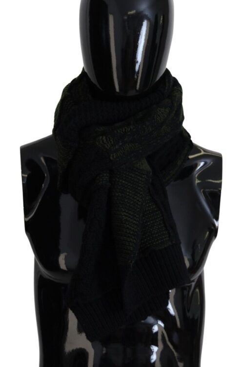 Dolce & Gabbana Elegant Wool Scarf in Black & Green