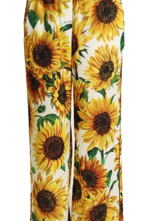 Dolce & Gabbana Elegant Sunflower Wide Leg Pants